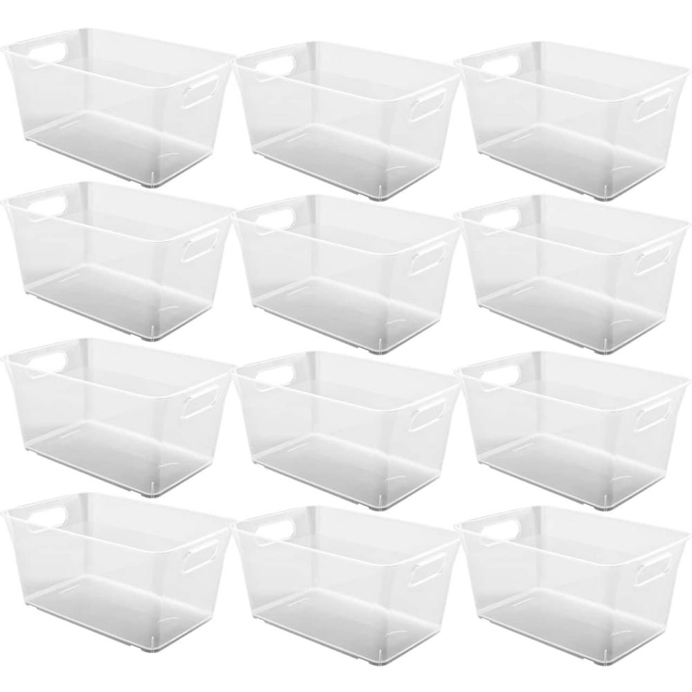 Plastic Storage Bins & Totes |  12 Pack: 5.8qt. Clear V-Basket Plastic Storage Bins & Totes Plastic Storage Bins & Totes