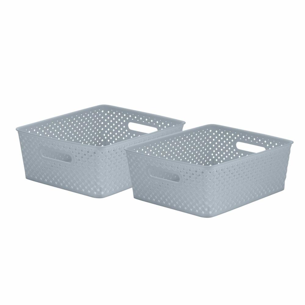 Plastic Storage Bins & Totes |  Medium Gray Wicker Storage Bin, 2ct. Plastic Storage Bins & Totes Plastic Storage Bins & Totes