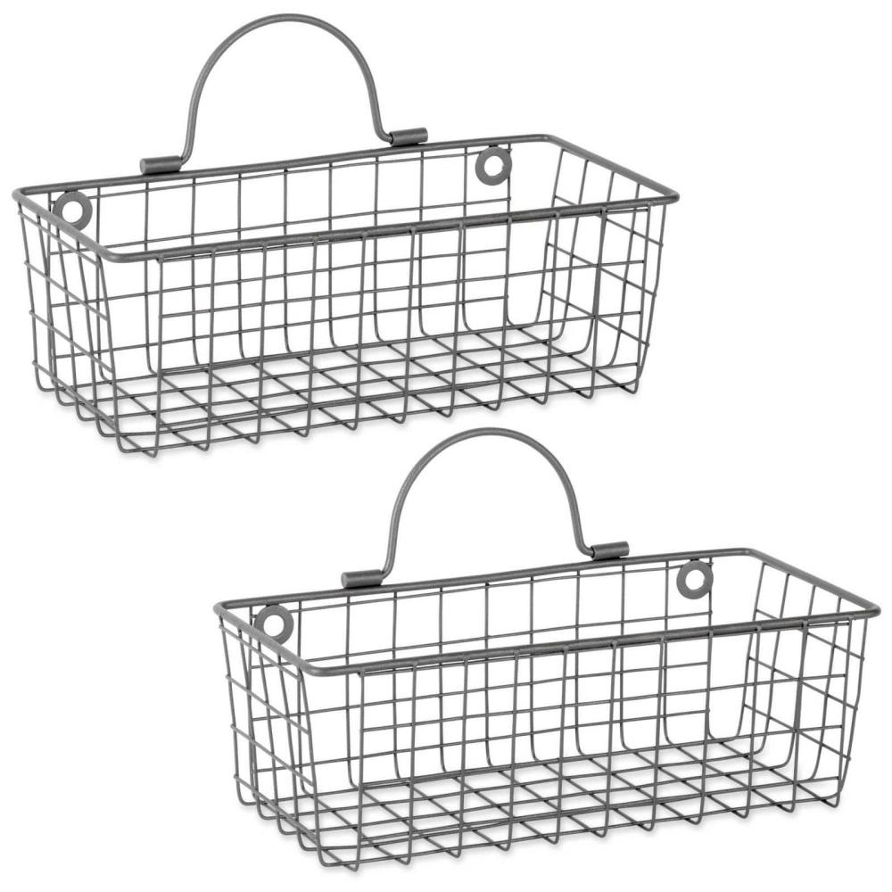 Storage Baskets & Boxes |  Small Wire Wall Baskets, 2ct. Gray Storage Gray