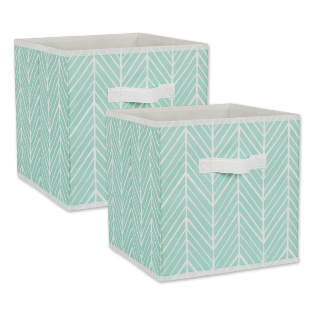 Yarn Storage |  11″ Aqua Herringbone Storage Cube, 2ct. Storage Yarn Storage