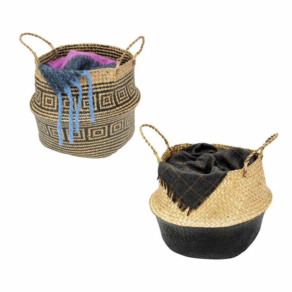 Yarn Storage |  Folding Seagrass Belly Baskets, 2ct. Storage Yarn Storage