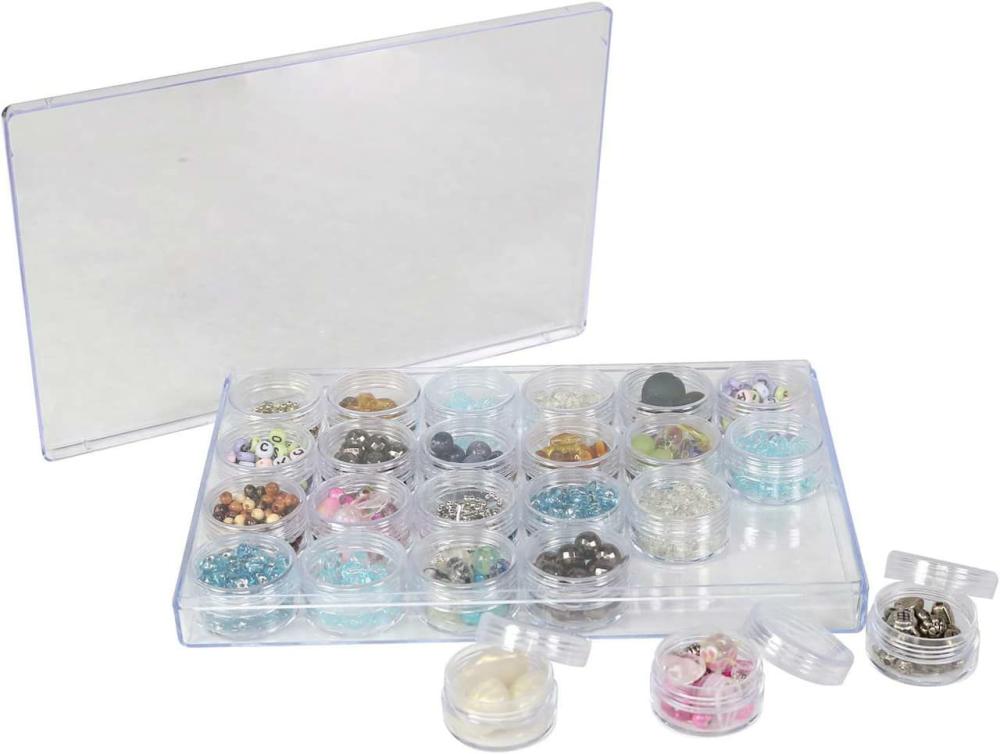 Bead and Jewelry Storage |  Large Plastic Bead Storage Box with 24 Jars Bead & Jewelry Storage Bead & Jewelry Storage